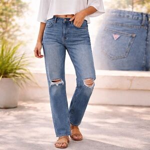 Guess Danny Relaxed Straight Jeans Ramble Distressed Knee Denim NWT Size 28